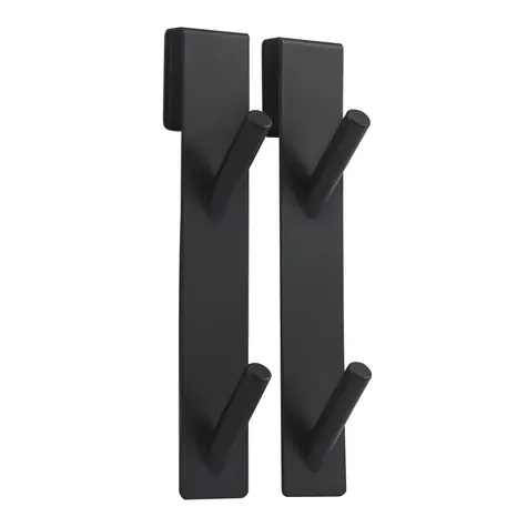 MSV NOKO 2 ks závesných vešiakov s 2 háčikmi na sprchovú zástenu / matne čierne / 10 mm