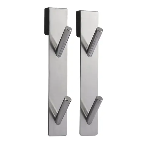 MSV NOKO 2 ks závesných vešiakov s 2 háčikmi na sprchovú zástenu / nerezová oceľ / 10 mm