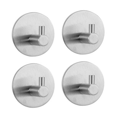 MSV KHEO háčiky na uteráky 4 ks lesklá nerez oceľ / samolepiaci / 45 x 27 mm