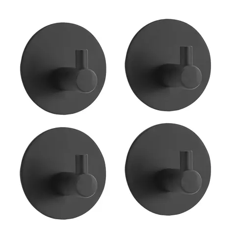 MSV KHEO háčiky na uteráky 4 ks matne čierne / oceľ / samolepiace / 45 x 27 mm