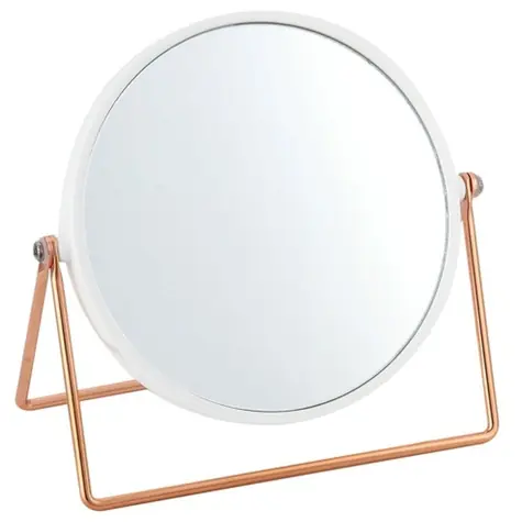 MSV PRETTY kozmetické zväčšovacie zrkadlo biela / plast / medený stojan