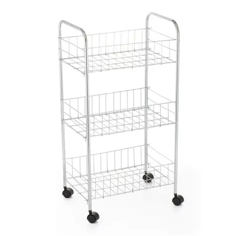 MSV TROLLEY pojazdný regál 3 police chrómovaná oceľ / 68 cm