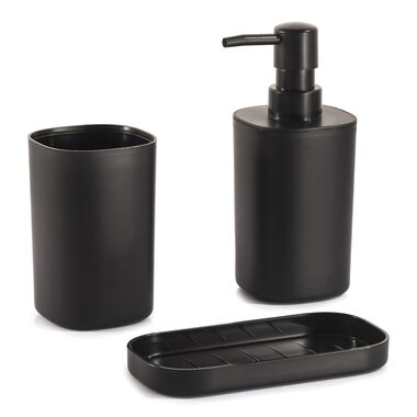 MSV LONA sada 3 ks kúpeľňových doplnkov čierna / plast