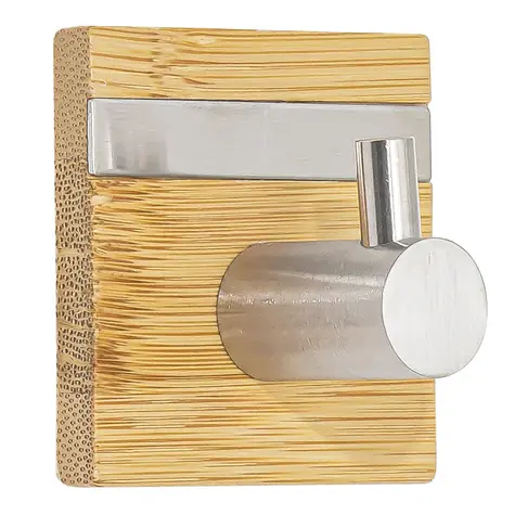 MSV FLAVIO samolepiaci háčik na uteráky bambus / nerez oceľ / 45 x 31 mm