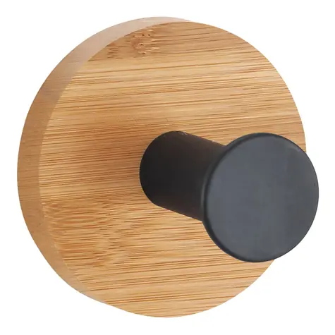 MSV YONO samolepiaci háčik čierny / bambus / oceľ / 48 x 36 mm