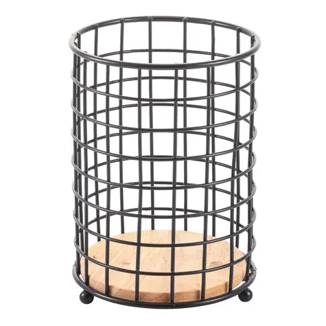 MSV ELIE stojan na príbory matná čierna / oceľ / drevo