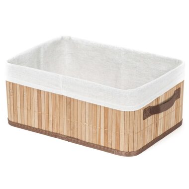 Compactor Bamboo - Bambusový úložný košík / prírodný bambus-len / 32 x 25 x v15 cm