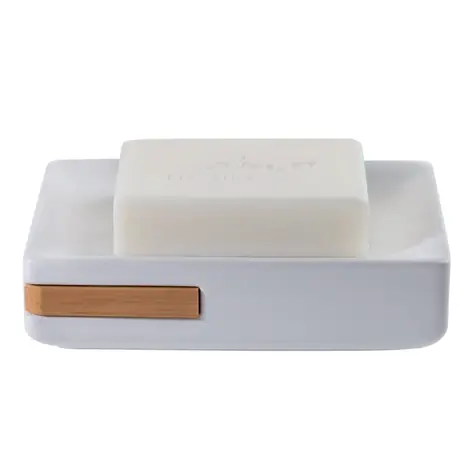 Spirella OSLO mydlenka biela / keramika / bambus