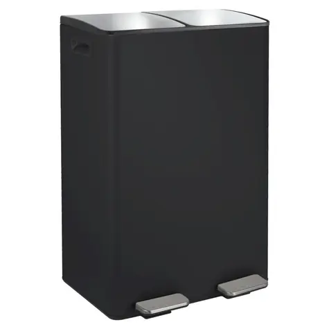 Spirella ALIYA pedálový odpadkový kôš na triedený odpad 2 x 30 L matná čierna / oceľ