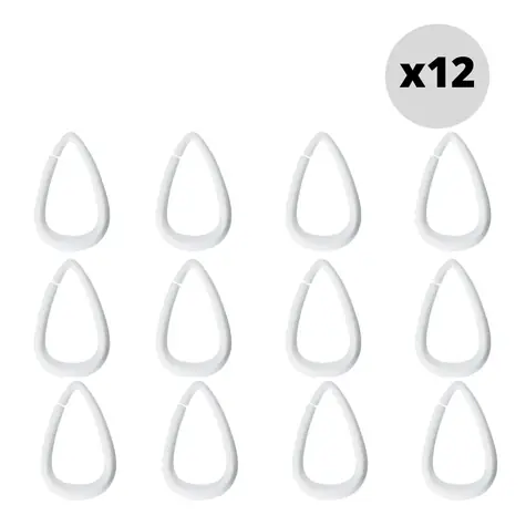 Spirella DROP sada 12 ks krúžkov na sprchové závesy biely / plast / priemer 5.5 x 3.5 cm