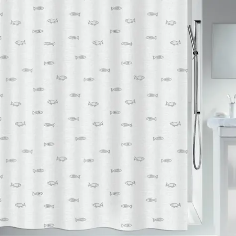 Spirella KOS sprchový záves motív rybičiek 120 x 200 cm šedý / polyester
