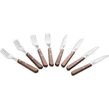 Lamart Steakový príbor Walnut / 8ks / nerez