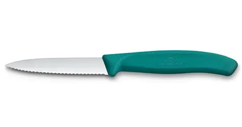 VICTORINOX Swiss Classic Kuchynský nôž 8 cm zelená / vrúbkované ostrie 