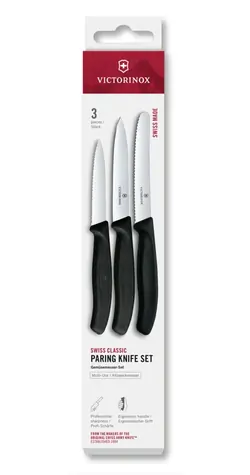 VICTORINOX Swiss Classic Kuchynský nôž 3 ks set čierna / rovné a vrúbkované ostrie