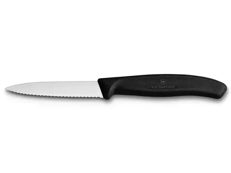 VICTORINOX Nôž na zeleninu s vlnkovaným ostrím 8 cm čierna