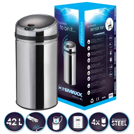 HIMAXX Premium 42L strieborná / bezdotykový kôš 