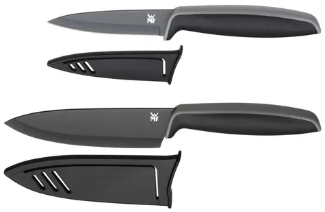 WMF Touch sada nožov 2 ks čierna / 1x nôž šéfkuchára 13 cm / 1x univerzálny nôž 9 cm / kryty čepele