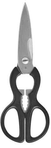 WMF kuchynské nožnice čierna / nerez oceľ / Dĺžka 21 cm / otvárač na skrutkovacie a korunkové uzávery