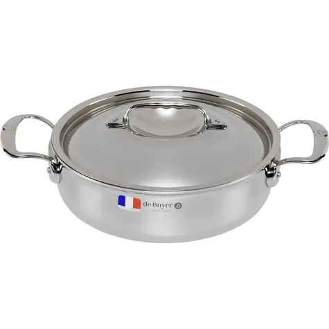 De Buyer Affinity Nízky hrniec s pokrievkou 24 cm / 3 l / nerezová oceľ