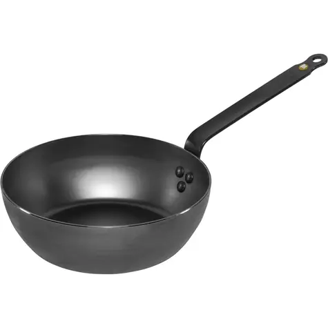 De Buyer Mineral B hlboká oceľová panvica s plochou rukoväťou 24 cm
