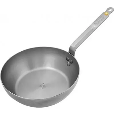 De Buyer Mineral B hlboká oceľová panvica s plochou rukoväťou 28 cm