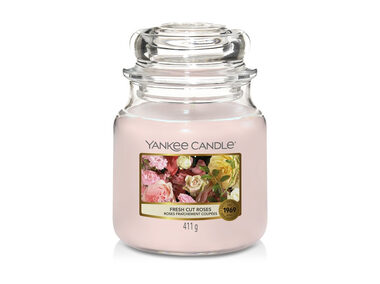 Yankee Candle Fresh Cut Roses stredný pohár 411g / doba horenia: až 75 h