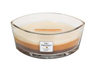 Woodwick Trilogy Cafe Sweets Elipsa 453.6g - sviečka loď / doba horenia: až 40 h