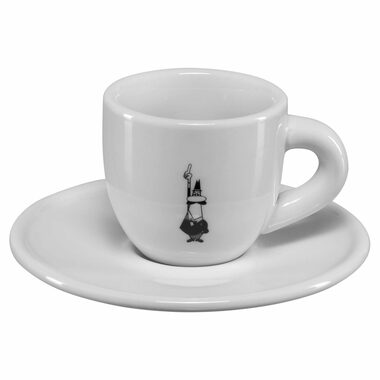 Bialetti Moka Omino hrnček na espresso 60 ml biela / porcelán / podšálka