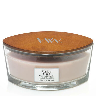 WoodWick Vanilla &amp; Sea Salt Elipsa 453.6g - sviečka loď / doba horenia: až 40 h