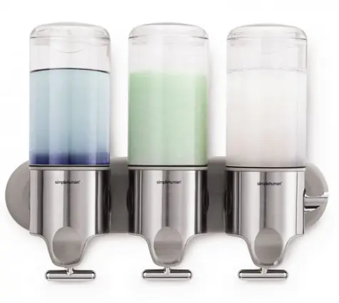 Simplehuman BT1029 Dávkovač mydla šampónu a kondicionéru na stenu / 3x 444 ml / nerez