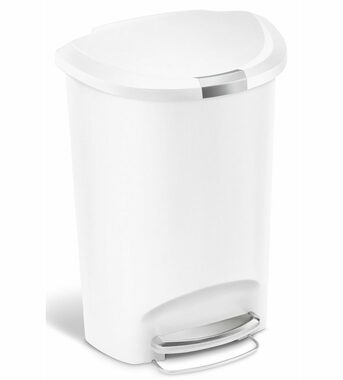 Simplehuman Pedálový odpadkový kôš - 50 l / polguľatý / biely plast 