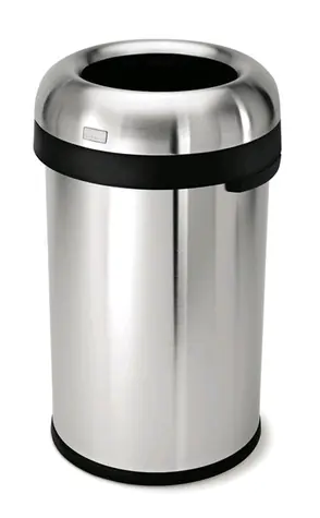 Simplehuman Odpadkový kôš do komerčných priestorov - 80 l / okrúhly / otvorený / matná nerez oceľ