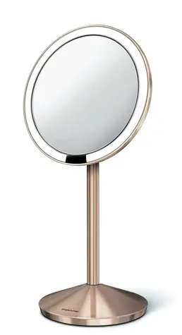 Simplehuman Kozmetické zrkadlo - Sensor Tru-lux LED osvetlenie / 10x zväčšenie / AKU ROSE GOLD