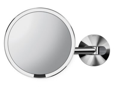 Simplehuman Kozmetické zrkadlo na stenu / Sensor / LED osvetlenie / 5x / sieťové / lesklá nerez
