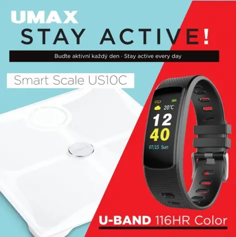 UMAX Stay Active! / múdra osobná váha UMAX Smart Scale US10C + Chytrý náramok U-Band 116HR