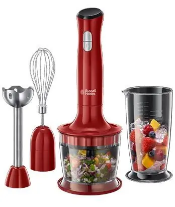 Russell Hobbs Desire 3v1 24700-56 červená / Tyčový mixér 3v1 / 500 W / 2 rýchlosti / 2 nádoby