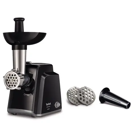 Tefal NE105838 / mlynček na mäso / 1400 W / 1.7 kg za min / 2 mriežky + nadstavec na klobásy / čierna