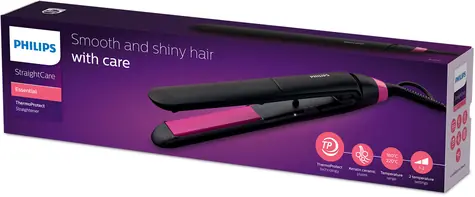 Philips StraightCare Essential ThermoProtect BHS375-00 / žehlička na vlasy / 220 ° C / 100mm doštičky / keratín / čierna