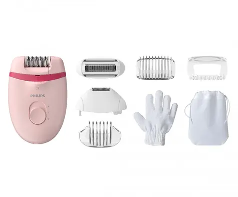 Philips Satinelle Essential BRE285/00 / epilátor / s káblom / 2 rýchlosti / 7ks príslušenstvo / Opti-light / ružová