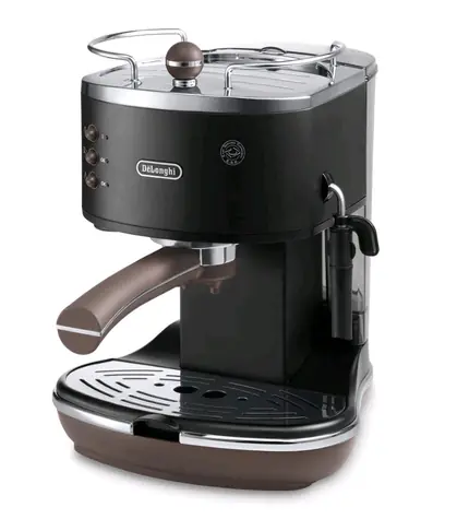 DeLonghi ECOV 311.BK Icona Vintage čierna / Pákový kávovar / 1100W / 1.4 l / 15 bar / penič mlieka