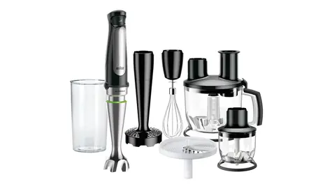 Braun MQ 7087 / tyčový mixér / 1000W / nádoby 1.5&amp;0.6&amp;0.35 L / regulácia rýchlosti / príslušenstvo / kábel 1.2m / čierna