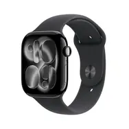 Apple Watch Series 11 GPS 42mm Klavírno čierne hliníkové telo - Čierny športový remienok S/M / 130-180 mm