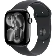 Apple Watch Series 11 GPS+Cellular 46mm Klavírno čierne hliníkové telo - Čierny športový remienok M/L / 160-210 mm