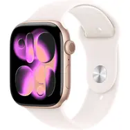 Apple Watch Series 11 GPS+Cellular 46mm Ružovo zlaté hliníkové telo - Svetlo rumenný športový remienok S/M / 140-190 mm