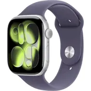 Apple Watch Series 11 GPS+Cellular 46mm Strieborné hliníkové telo - Hmlovo fialový športový remienok M/L / 160-210 mm