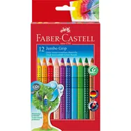 Faber-Castell Jumbo Grip - Pastelky trojhranné - 12 ks + strúhadlo / rozmývateľné