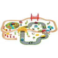 Bigjigs Rail Drevená vláčikodráha s vidieckou cestou 80 dielov / od 3 rokov