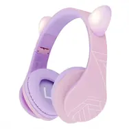 PowerLocus P2 Kids Cat Ears Purple/Turquoise / Detské bezdrôtové slúchadlá s mikrofónom / Bluetooth 5.3