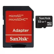 SanDisk microSDHC 32GB + adaptér / Class 4 / vhodné pre HD