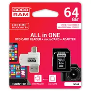 GOODRAM All-In-One 64GB / sada micro SDXC + adaptér + čítačka kariet / UHS-I / čítanie: 60MBs / zápis: 10 MBs